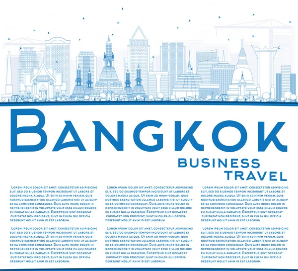 Outline Bangkok Skyline con Blue Landmarks e spazio di copia . — Vettoriale Stock