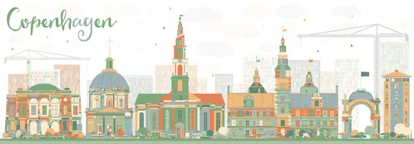 Abstracte skyline van Kopenhagen met kleur monumenten. — Stockvector