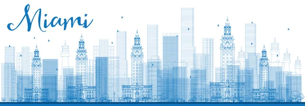 Obrys Miami Skyline s modrými budovami. — Stockový vektor