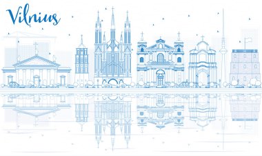 Mavi Yerler ve Yansımalar ile Anahat Vilnius Skyline. 