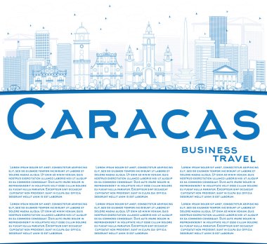 Mavi Binalar ve Kopyalama Alanı ile Anahat Caracas Skyline. 