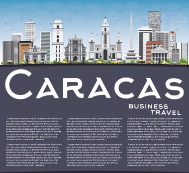 Gri Binalar, Mavi Gökyüzü ve Copy Space ile Caracas Skyline. 