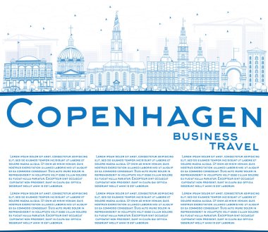 Mavi Yerler ve Kopya Alanı ile Anahat Kopenhag Skyline.