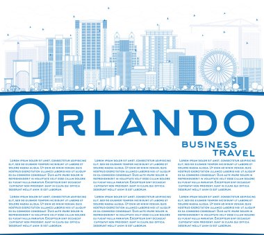 Anahat Orlando manzarası ile mavi binalar ve kopya alanı. 