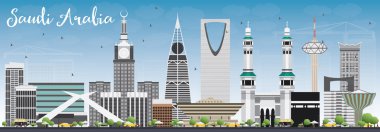 Simge ve mavi gökyüzü ile Suudi Arabistan manzarası.