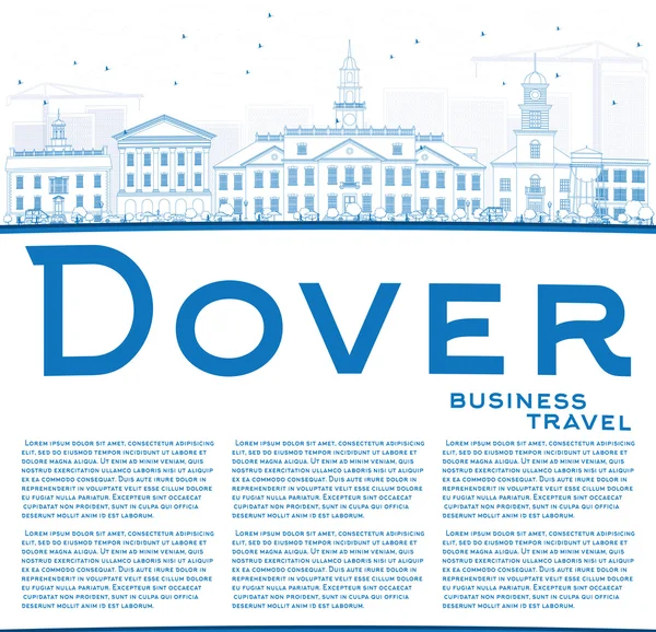Aperçu de Dover Skyline avec bâtiments bleus et espace de copie . — Image vectorielle