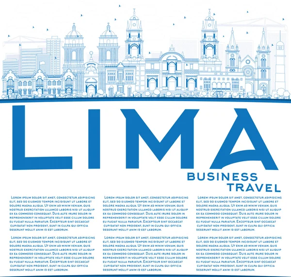 Outline Lima Skyline con edifici blu e spazio copia . — Vettoriale Stock