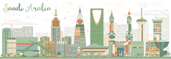 Resumen Arabia Saudita Skyline con puntos de referencia de color . — Archivo Imágenes Vectoriales