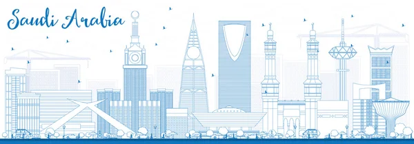 Esquema de Arabia Saudita Skyline con puntos de referencia azules . — Vector de stock