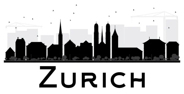 Zürich-City skyline fekete és fehér sziluettjét. — Stock Vector