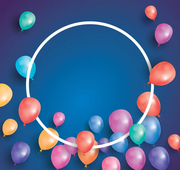 Carte d'anniversaire avec ballons volants et cadre blanc . — Image vectorielle