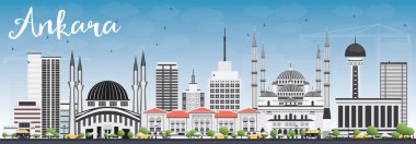 Gri Binalar ve Mavi Gökyüzü ile Ankara Silueti.