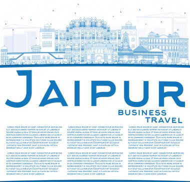 Mavi Yerler ve Copy Space ile Anahat Jaipur Skyline.