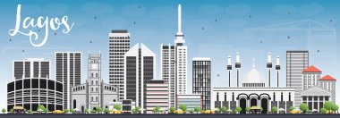 Gri Binalar ve Mavi Gökyüzü ile Lagos Skyline.