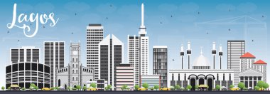 Lagos Skyline with Gray Buildings and Blue Sky. clipart