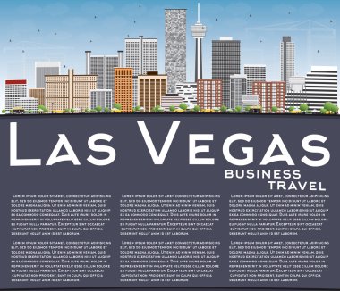 Gri Binalar, Mavi Gökyüzü ve Kopya Alanı ile Las Vegas Skyline. 
