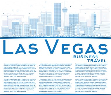 Mavi Binalar ve Kopya Alanı ile Anahat Las Vegas Skyline. 