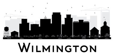 Wilmington şehir manzarası siyah beyaz siluet.