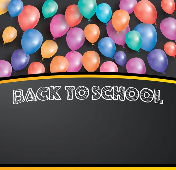 Volver a la tarjeta de la escuela con globos voladores y espacio de copia . — Archivo Imágenes Vectoriales