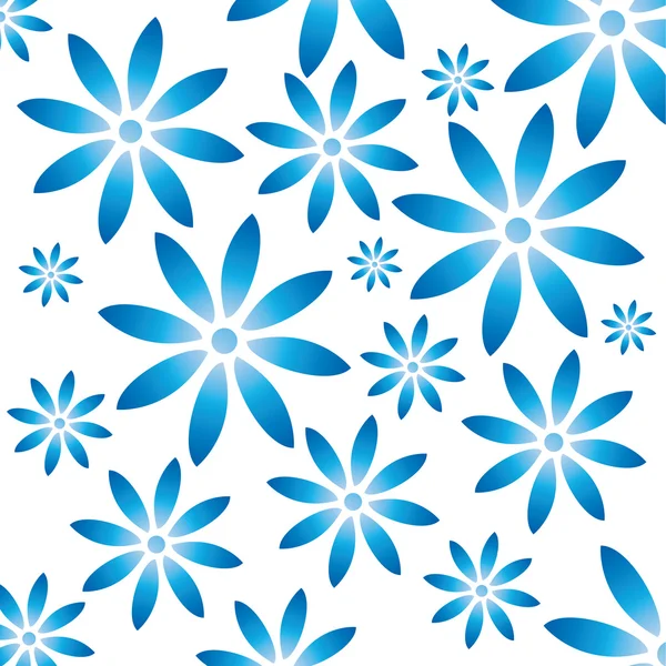Floral pattern with Gzhel flowers. — Stock Vector