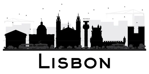 Lisbona City skyline silhouette in bianco e nero . — Vettoriale Stock