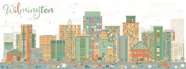 Abstraktní Wilmington Panorama s barvy budov. — Stockový vektor