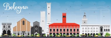 Simgesel Yapılar ve Mavi Gökyüzü ile Bologna Skyline.