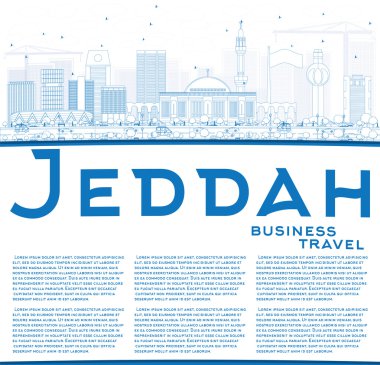 Mavi Binalar ve Kopyalama Alanı ile Anahat Cidde Skyline. 