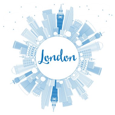 Anahat Londra manzarası ile mavi binalar ve kopya alanı. 