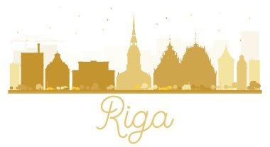 Riga City silueti altın siluet. 
