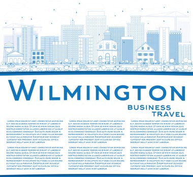 Anahat Wilmington manzarası ile mavi binalar ve kopya alanı. 