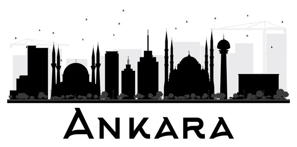 Ankara City skyline svart och vit silhuett. — Stock vektor