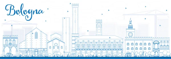 Esquema de Bolonia Skyline con puntos de referencia azules . — Archivo Imágenes Vectoriales