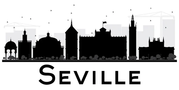 Ciudad de Sevilla skyline silueta en blanco y negro . — Archivo Imágenes Vectoriales