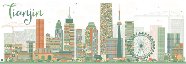 Skyline Tianjin abstrato com edifícios de cor . — Vetor de Stock
