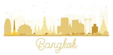 Bangkok şehir manzarası altın siluet.