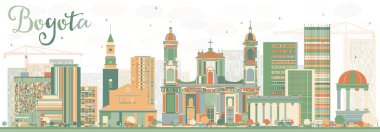 Renkli Binalarile Soyut Bogota Skyline. 