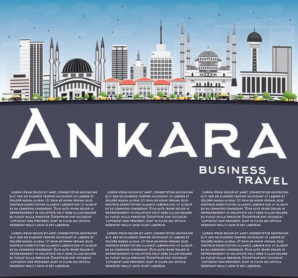 Ankara Skyline con edificios grises, cielo azul y espacio de copia . — Vector de stock