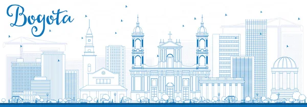 Περίγραμμα ορίζοντα Μπογκοτά με μπλε κτίρια. — Διανυσματικό Αρχείο