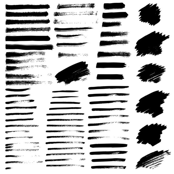 Set of different grunge brush strokes and stains. 