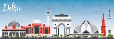 Gri Binalar ve Mavi Gökyüzü ile Delhi Skyline.