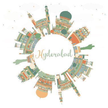 Soyut Hyderabad Skyline Renk Yerler ve Kopya Alanı ile.