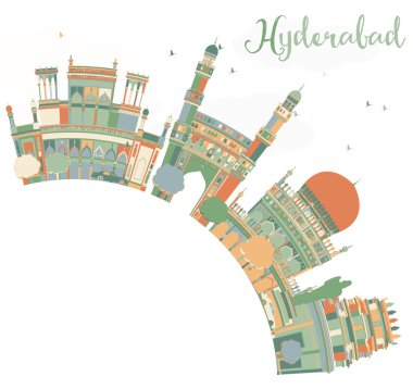 Soyut Hyderabad Skyline Renk Yerler ve Kopya Alanı ile. 
