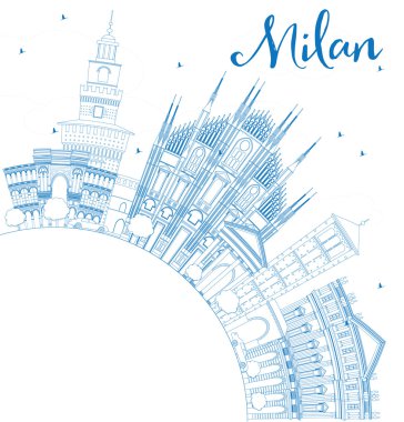 Mavi Yerler ve Copy Space ile Anahat Milan Skyline. 