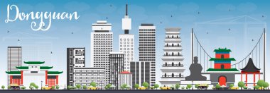 Dongguan Skyline with Gray Buildings and Blue Sky. clipart