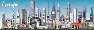 Europe manzarası siluet farklı yerler ile.
