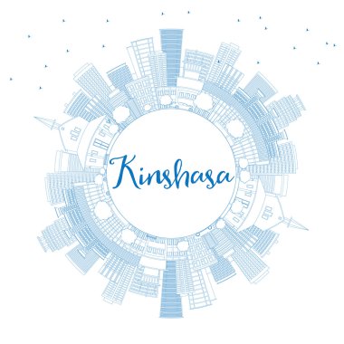 Mavi Binalar ve Kopyalama Alanı ile Anahat Kinshasa Skyline. 