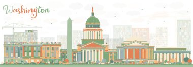 Soyut Washington Dc manzarası renkli binalar.