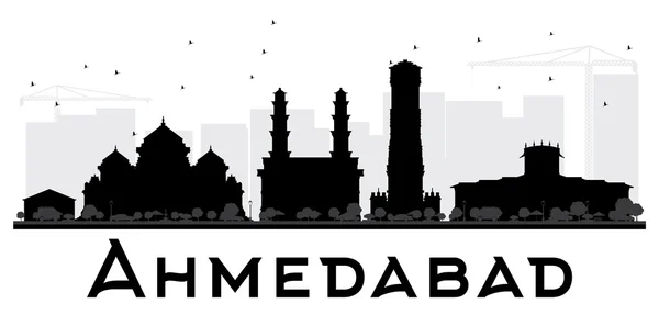 Ahmedabad City Skyline fekete-fehér sziluettje. — Stock Vector