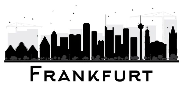Frankfurt City silueti siyah beyaz siluet. — Stok Vektör